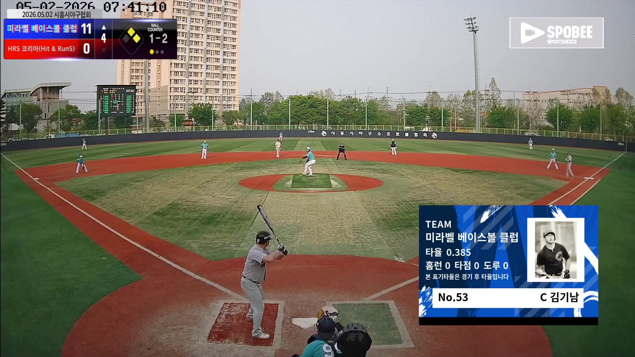김기남(53번, 미라벨 베이스볼 클럽) 사구 클립 | vs HRS 코리아(Hit & RunS) | 5/2 (소망야구장)