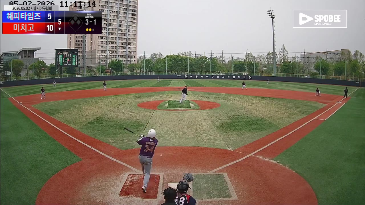 최윤석(34번, 미치고) 실책 클립 | vs 해피타임즈 | 5/2 (소망야구장)