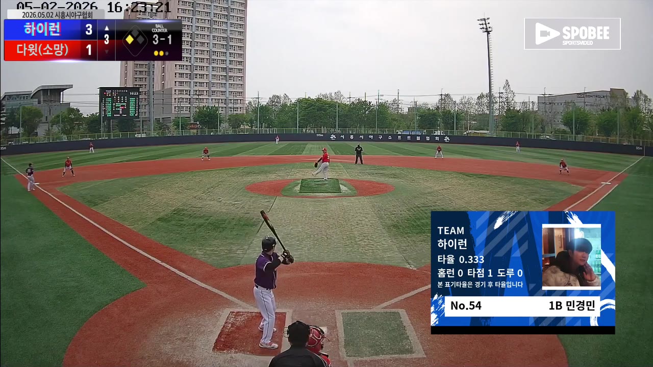 민경민(54번, 하이런) 볼넷 클립 | vs 다윗(소망) | 5/2 (소망야구장)