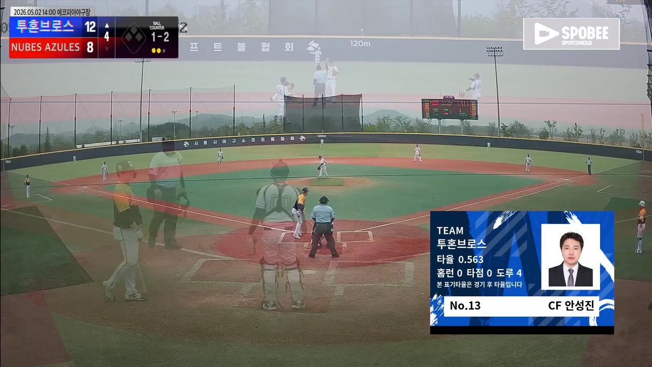 안성진(13번, 투혼브로스) 플라이 클립 | vs NUBES AZULES | 5/2 (에코피아야구장)