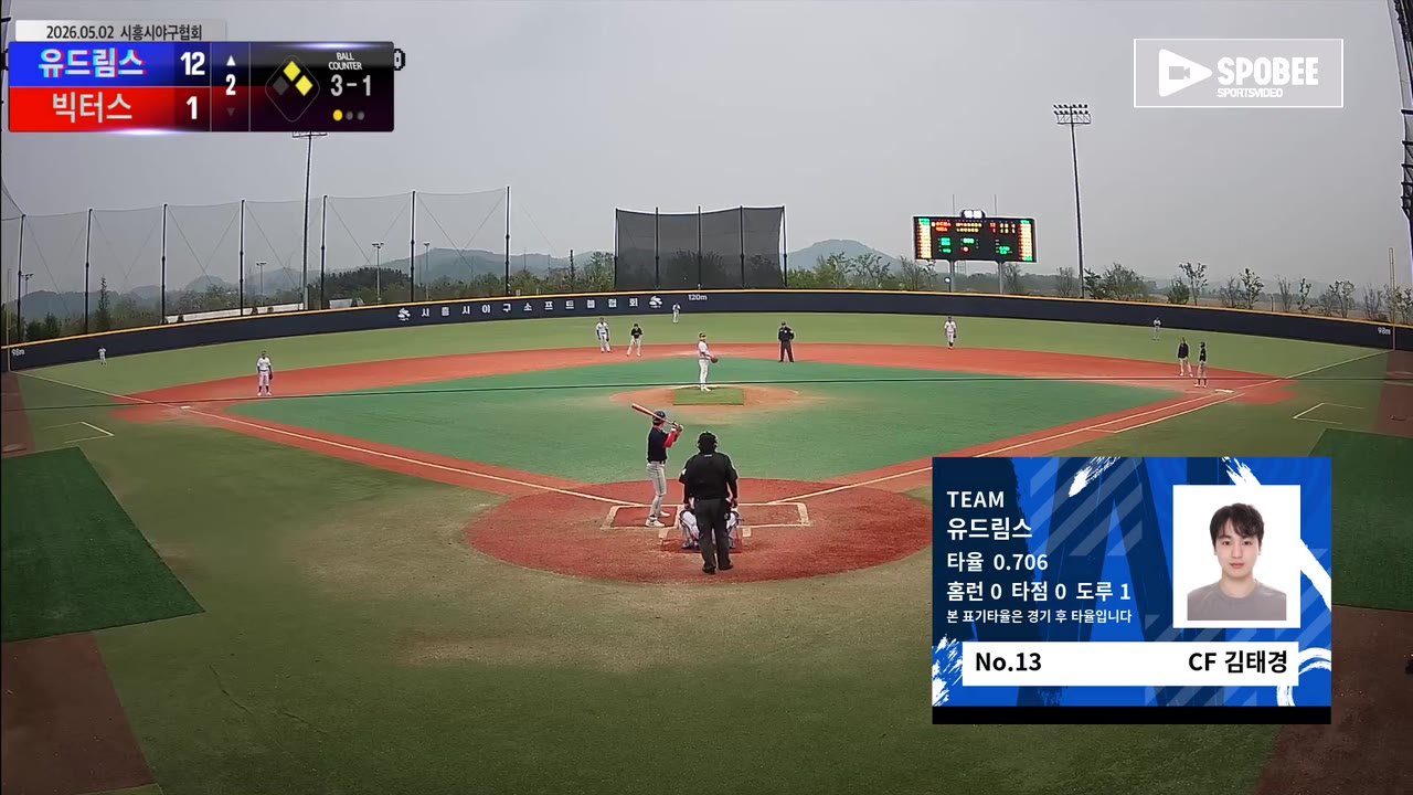 김태경(13번, 유드림스) 볼넷 클립 | vs 빅터스 | 5/2 (에코피아야구장)