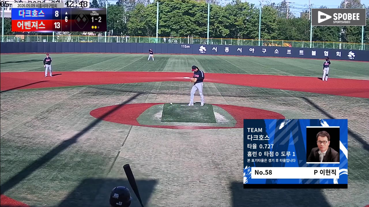 이현직(58번, 다크호스) 실책 클립 | vs 어벤져스 | 5/9 (소망야구장)