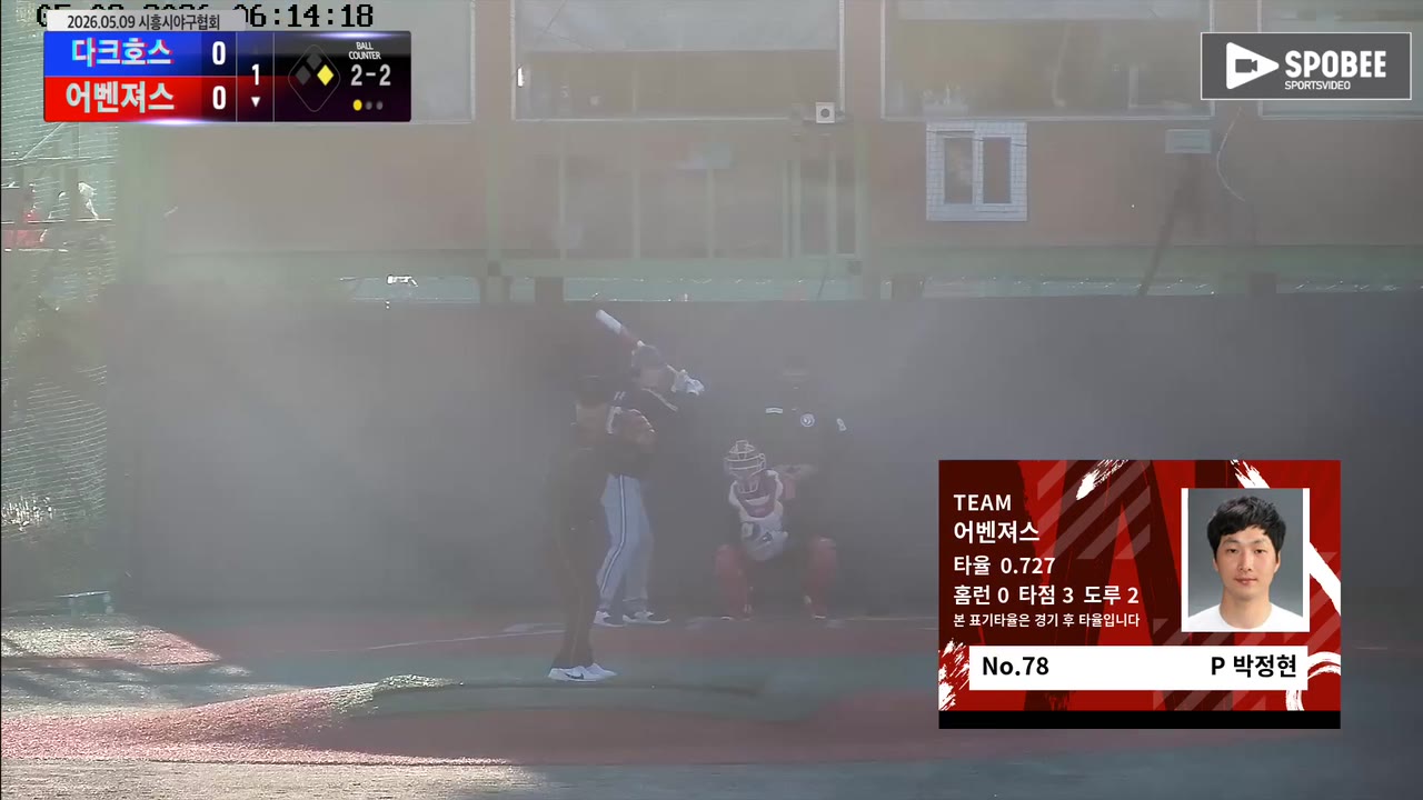 박정현(78번, 어벤져스) 2루타 클립 | vs 다크호스 | 5/9 (소망야구장)
