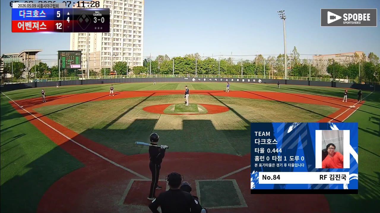 김진국(84번, 다크호스) 볼넷 클립 | vs 어벤져스 | 5/9 (소망야구장)