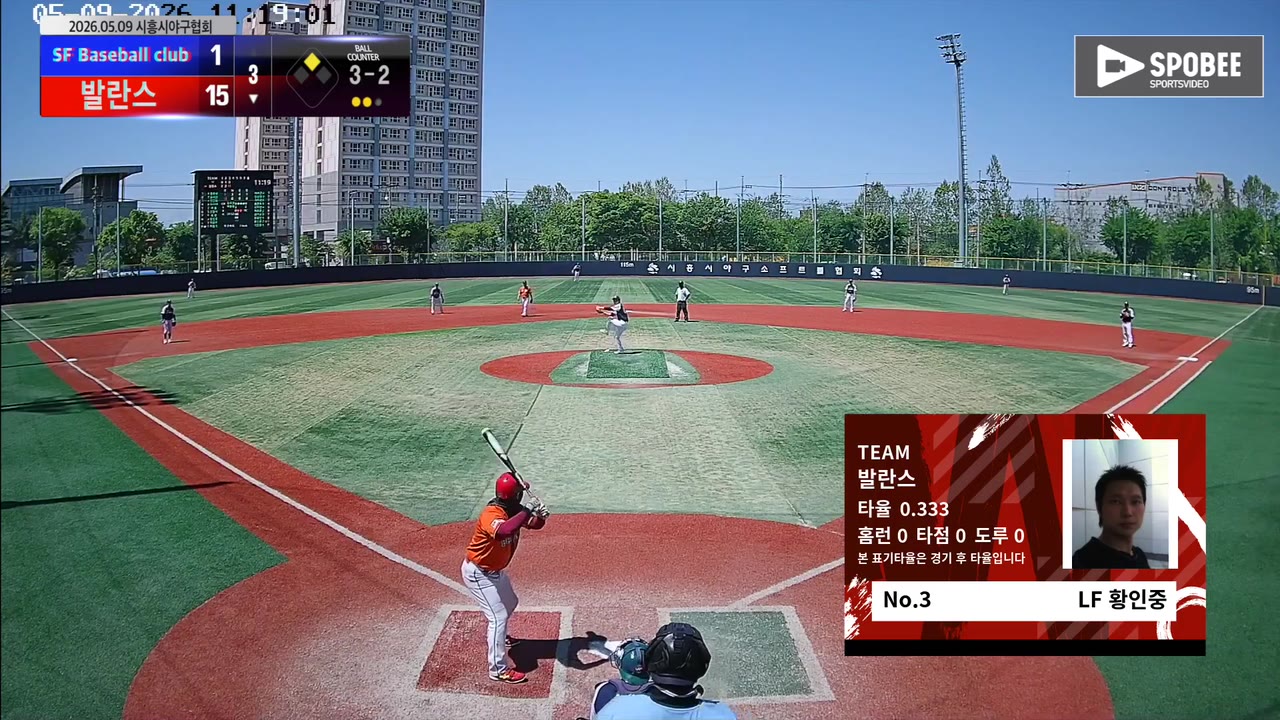 황인중(3번, 발란스) 볼넷 클립 | vs SF Baseball club | 5/9 (소망야구장)
