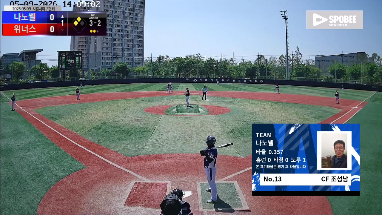조성남(13번, 나노쎌) 볼넷 클립 | vs 위너스 | 5/9 (소망야구장)