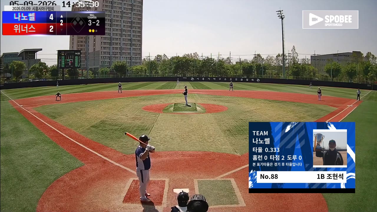 조현석(88번, 나노쎌) 볼넷 클립 | vs 위너스 | 5/9 (소망야구장)