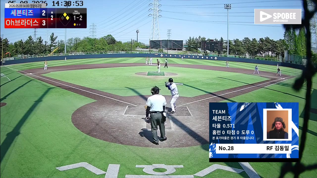 김동일(28번, 세븐티즈) 사구 클립 | vs Oh브라더스 | 5/9 (정왕야구장)