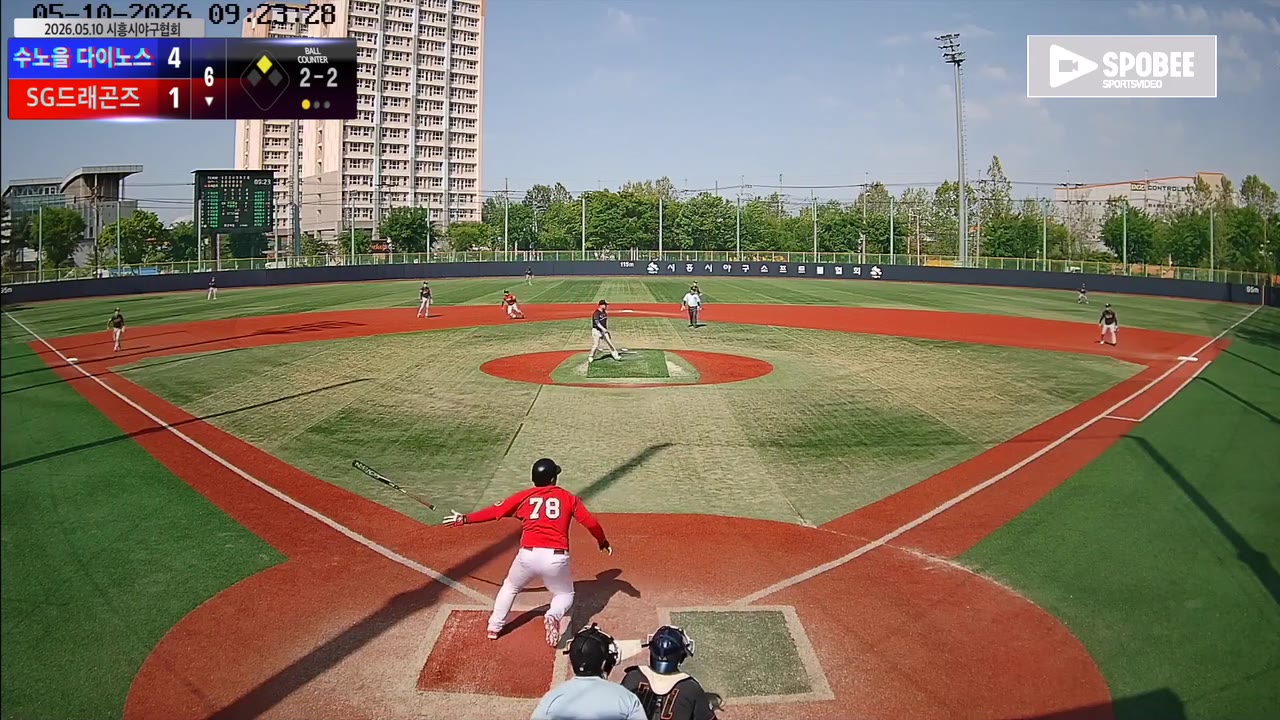 윤장현(78번, SG드래곤즈) 1루타 클립 | vs 수노을 다이노스 | 5/10 (소망야구장)