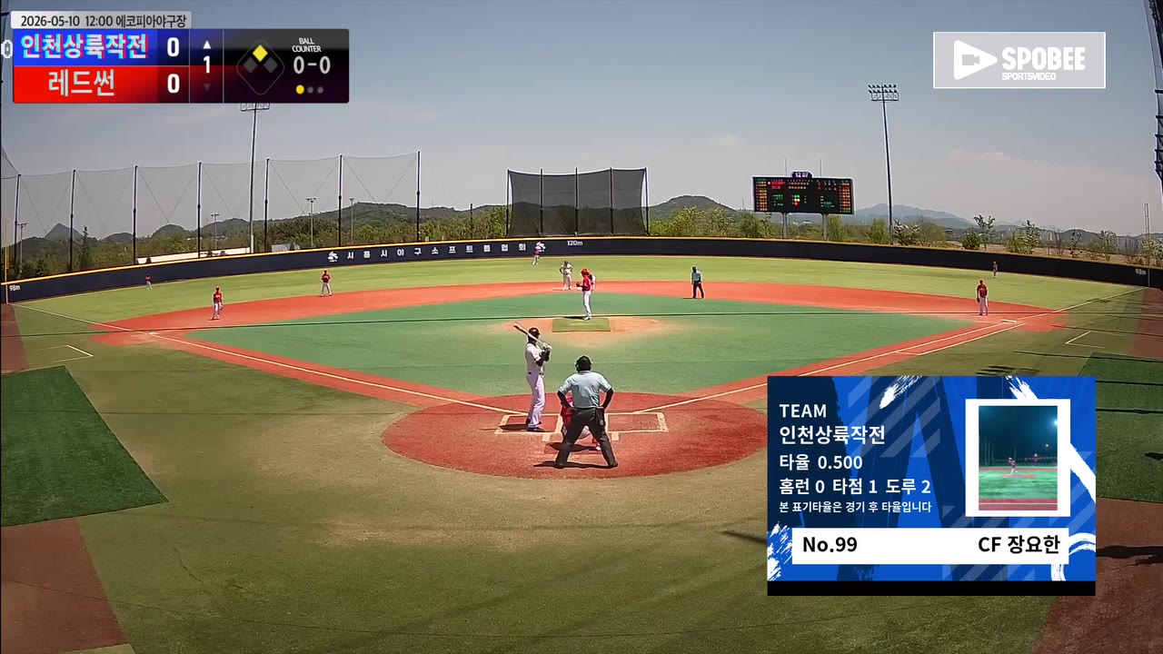 장요한(99번, 인천상륙작전) 2루타 클립 | vs 레드썬 | 5/10 (에코피아야구장)