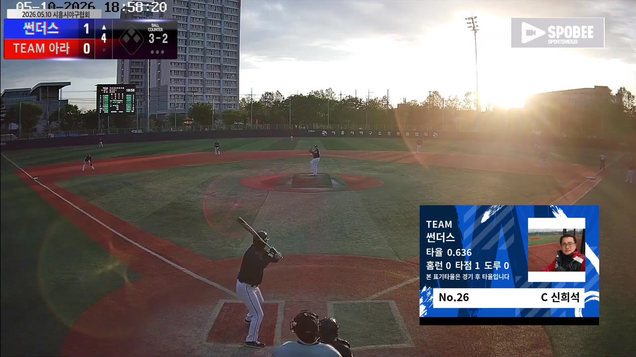 신희석(15번, 썬더스) 볼넷 클립 | vs TEAM 아라 | 5/10 (소망야구장)