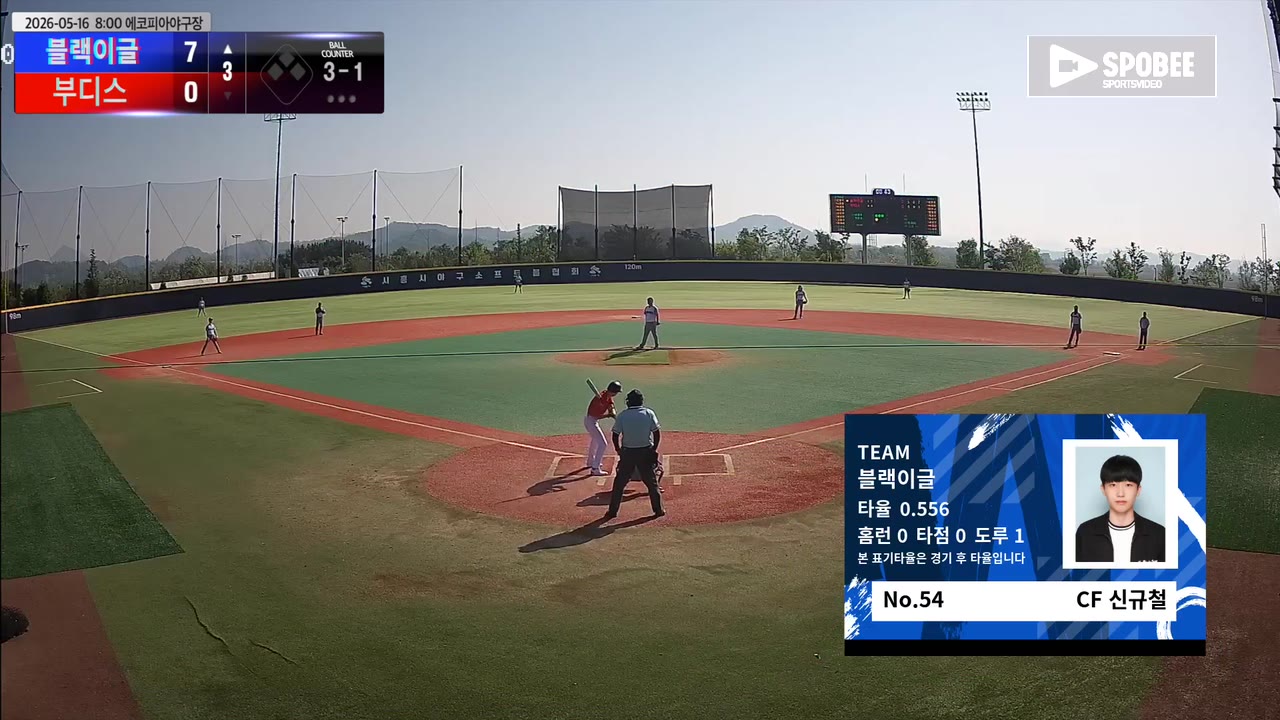 신규철(54번, 블랙이글) 볼넷 클립 | vs 부디스 | 5/16 (에코피아야구장)