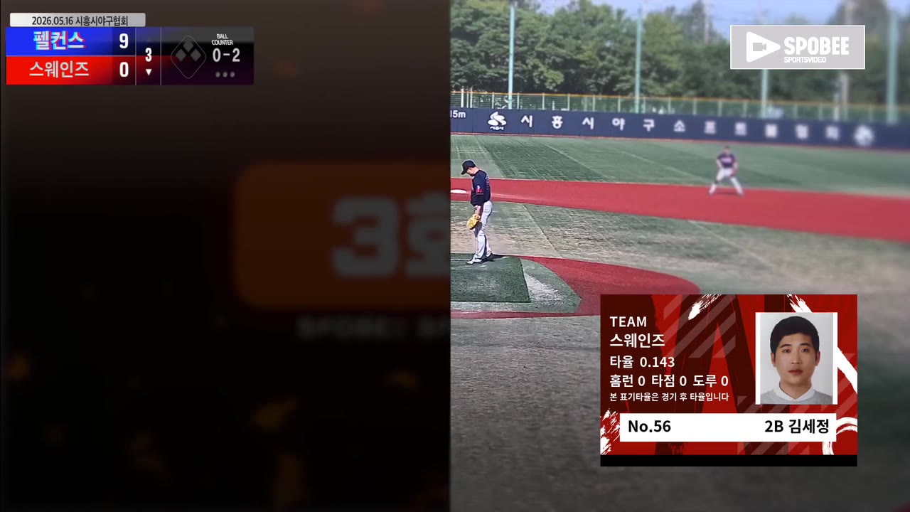 김세정(56번, 스웨인즈) 사구 클립 | vs 펠컨스 | 5/16 (소망야구장)