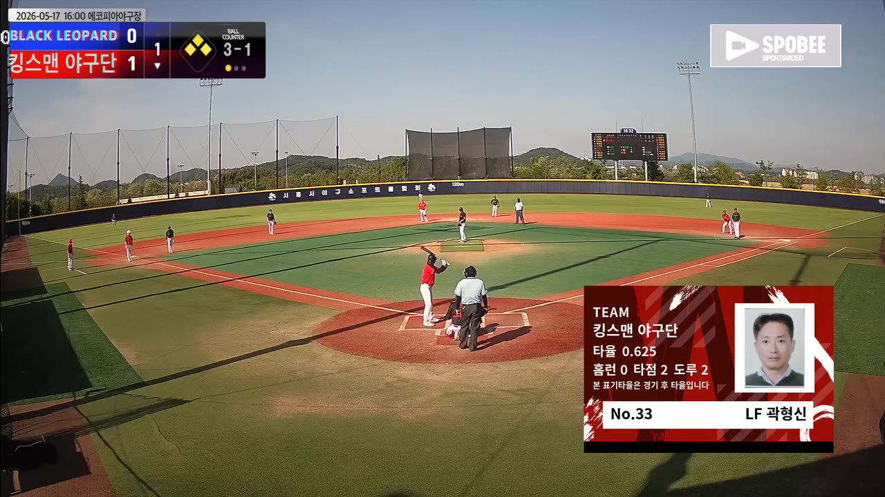 곽형신(33번, 킹스맨 야구단) 볼넷 클립 | vs BLACK LEOPARD | 5/17 (에코피아야구장)