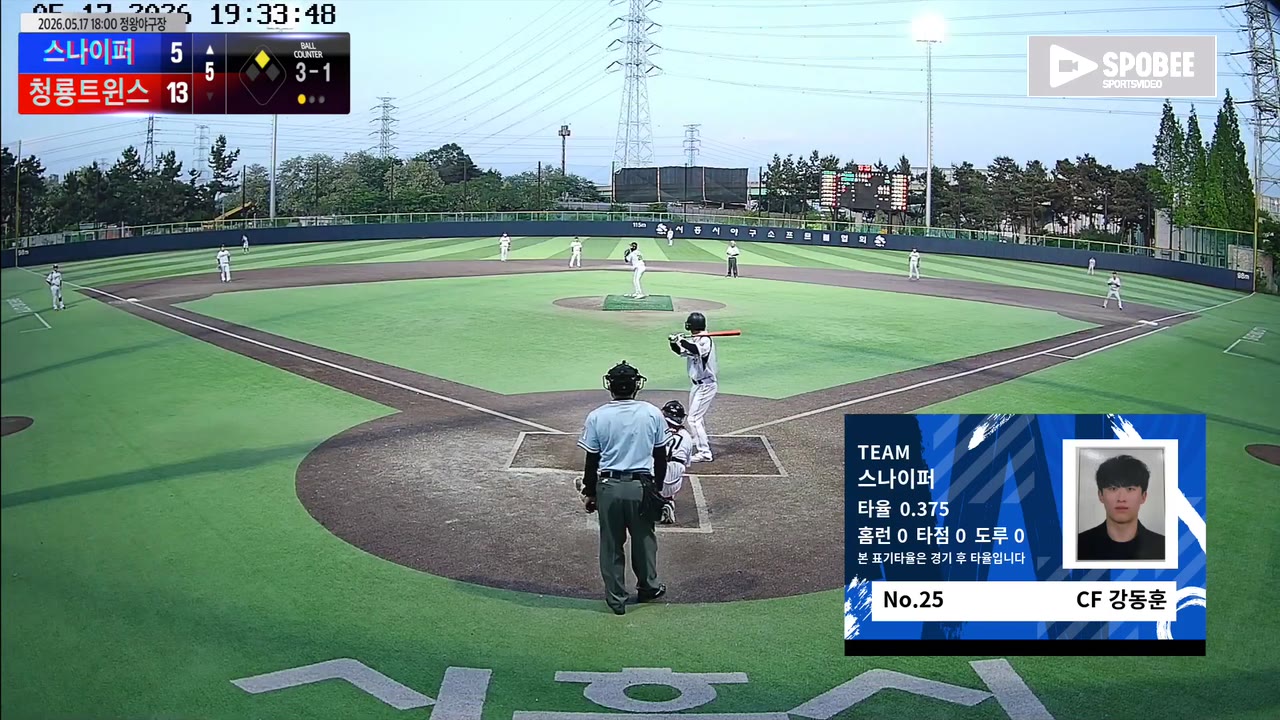 강동훈(25번, 스나이퍼) 볼넷 클립 | vs 청룡트윈스 | 5/17 (정왕야구장)