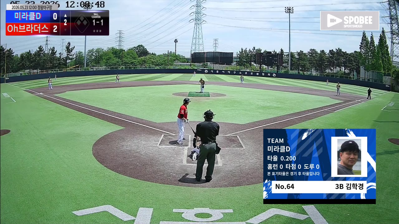 김학경(64번, 미라클D) 볼넷 클립 | vs Oh브라더스 | 5/23 (정왕야구장)