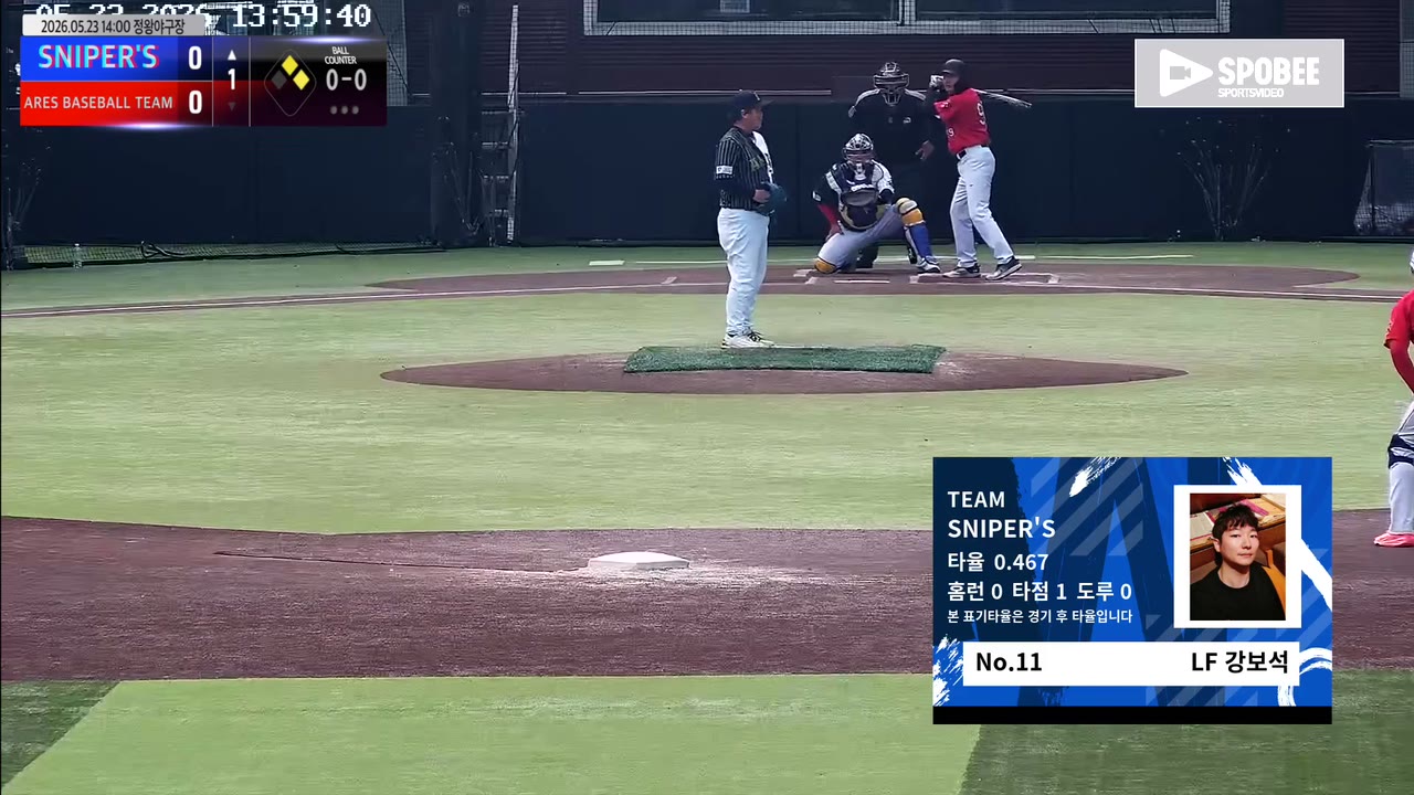 강보석(11번, SNIPER'S) 2루타 클립 | vs ARES BASEBALL TEAM(ASURA) | 5/23 (정왕야구장)