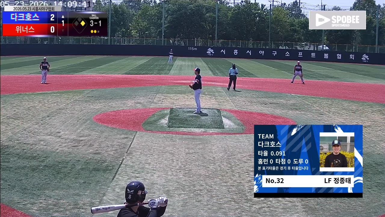 정종태(32번, 다크호스) 볼넷 클립 | vs 위너스 | 5/23 (소망야구장)