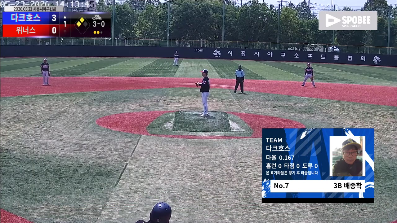 배종학(7번, 다크호스) 볼넷 클립 | vs 위너스 | 5/23 (소망야구장)