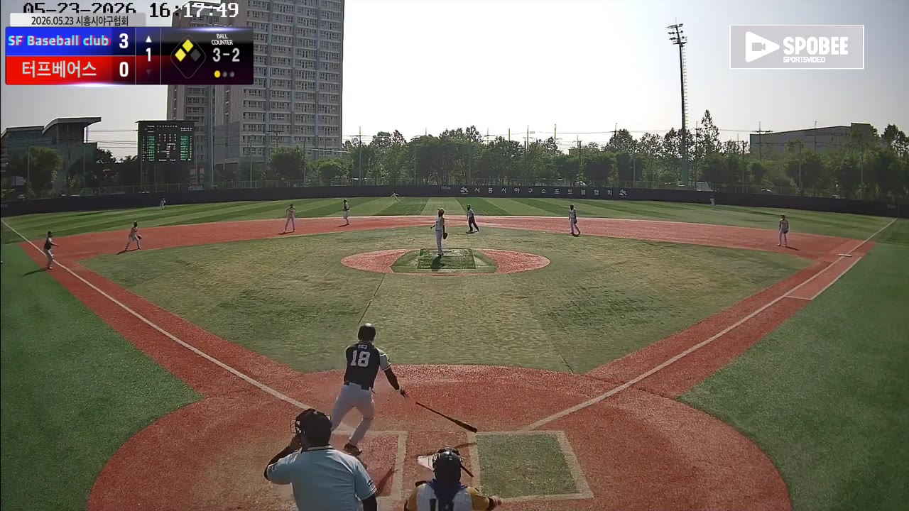 황윤성(18번, SF Baseball club) 1루타 클립 | vs 터프베어스 | 5/23 (소망야구장)