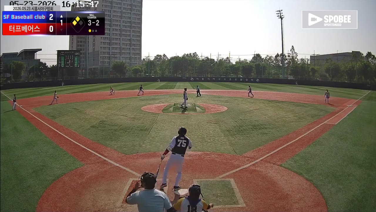 윤민진(75번, SF Baseball club) 1루타 클립 | vs 터프베어스 | 5/23 (소망야구장)