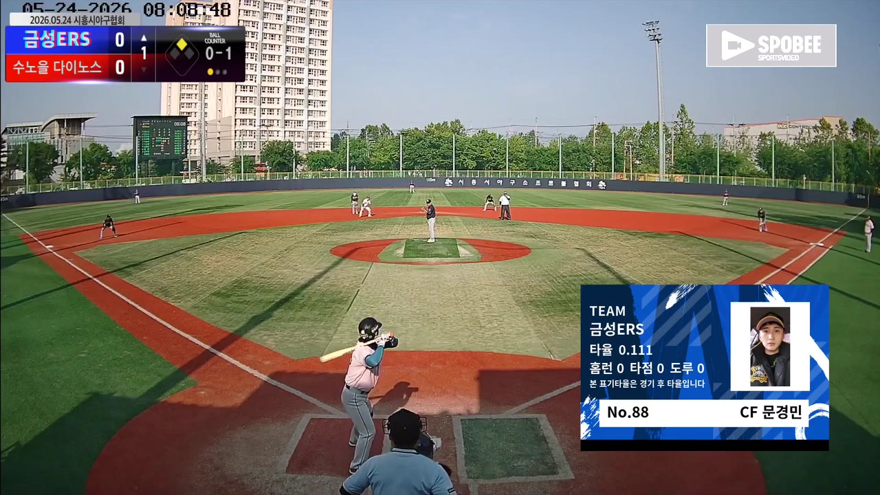 문경민(88번, 금성ERS) 볼넷 클립 | vs 수노을 다이노스 | 5/24 (소망야구장)