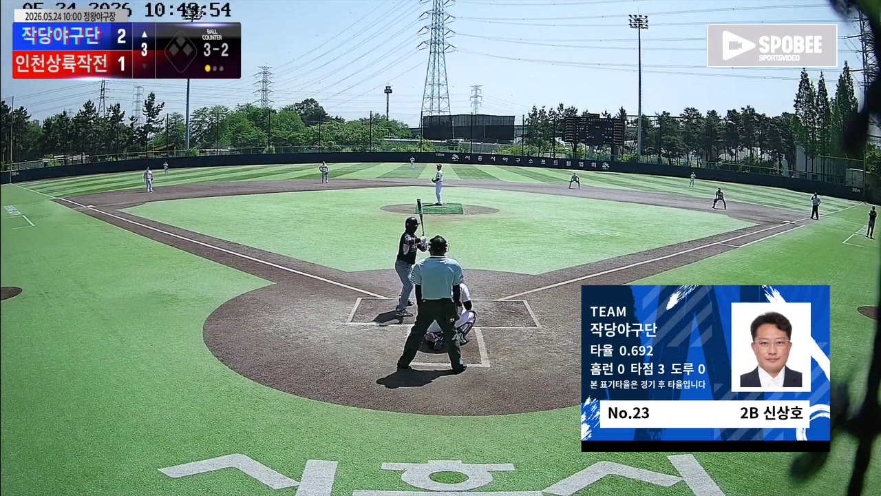 신상호(23번, 작당야구단) 볼넷 클립 | vs 인천상륙작전 | 5/24 (정왕야구장)