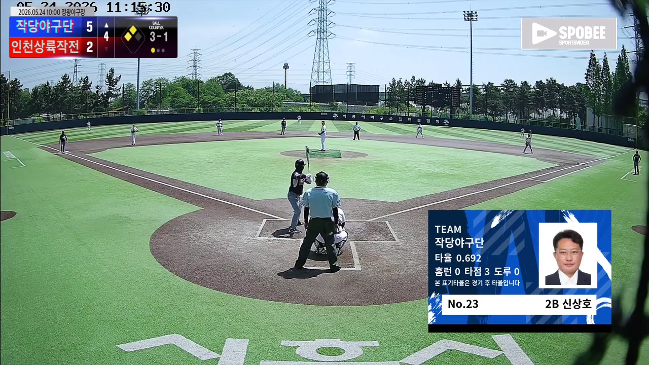 신상호(23번, 작당야구단) 볼넷 클립 | vs 인천상륙작전 | 5/24 (정왕야구장)