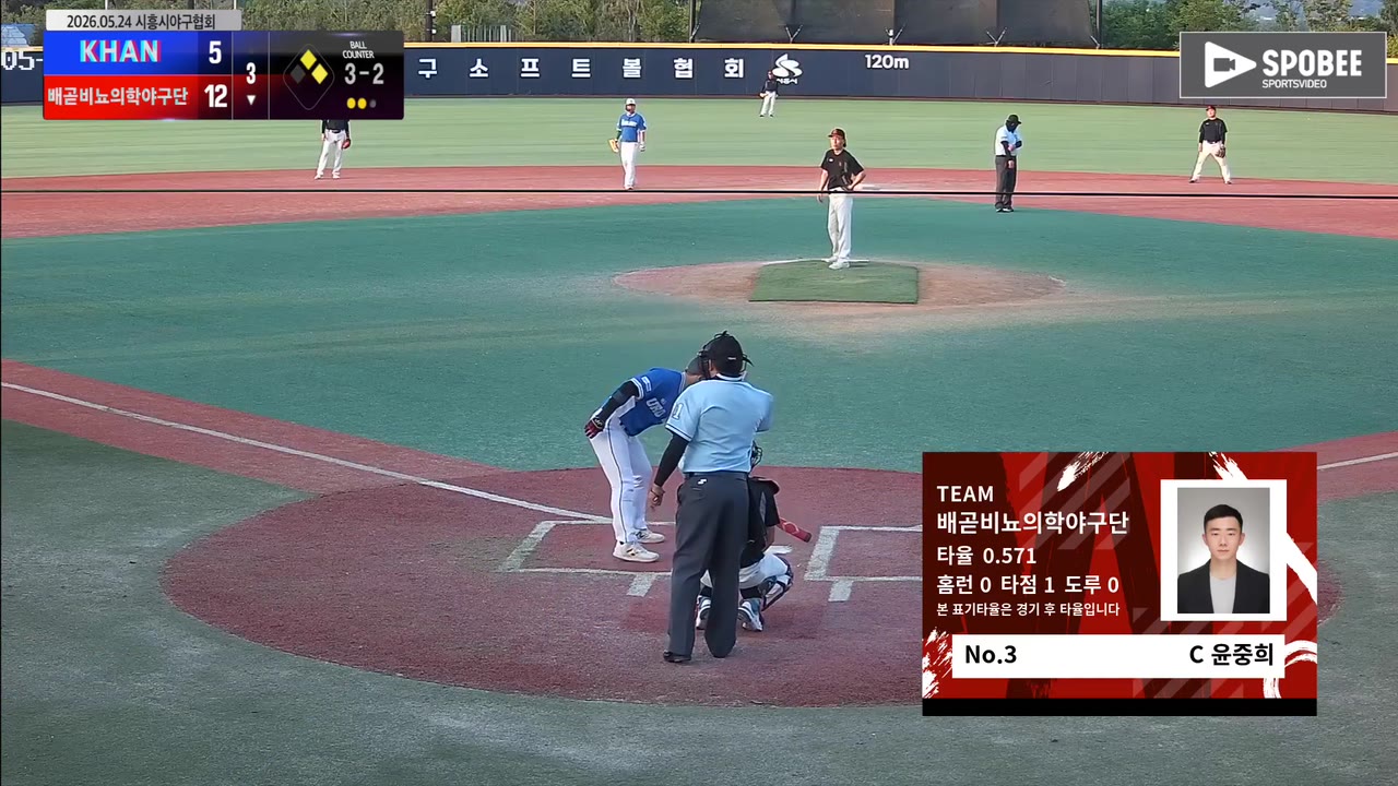윤중희(3번, 배곧비뇨의학야구단) 볼넷 클립 | vs KHAN | 5/24 (에코피아야구장)