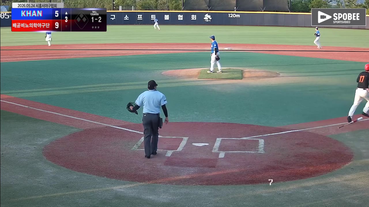 김용운(17번, KHAN) 1루타 클립 | vs 배곧비뇨의학야구단 | 5/24 (에코피아야구장)