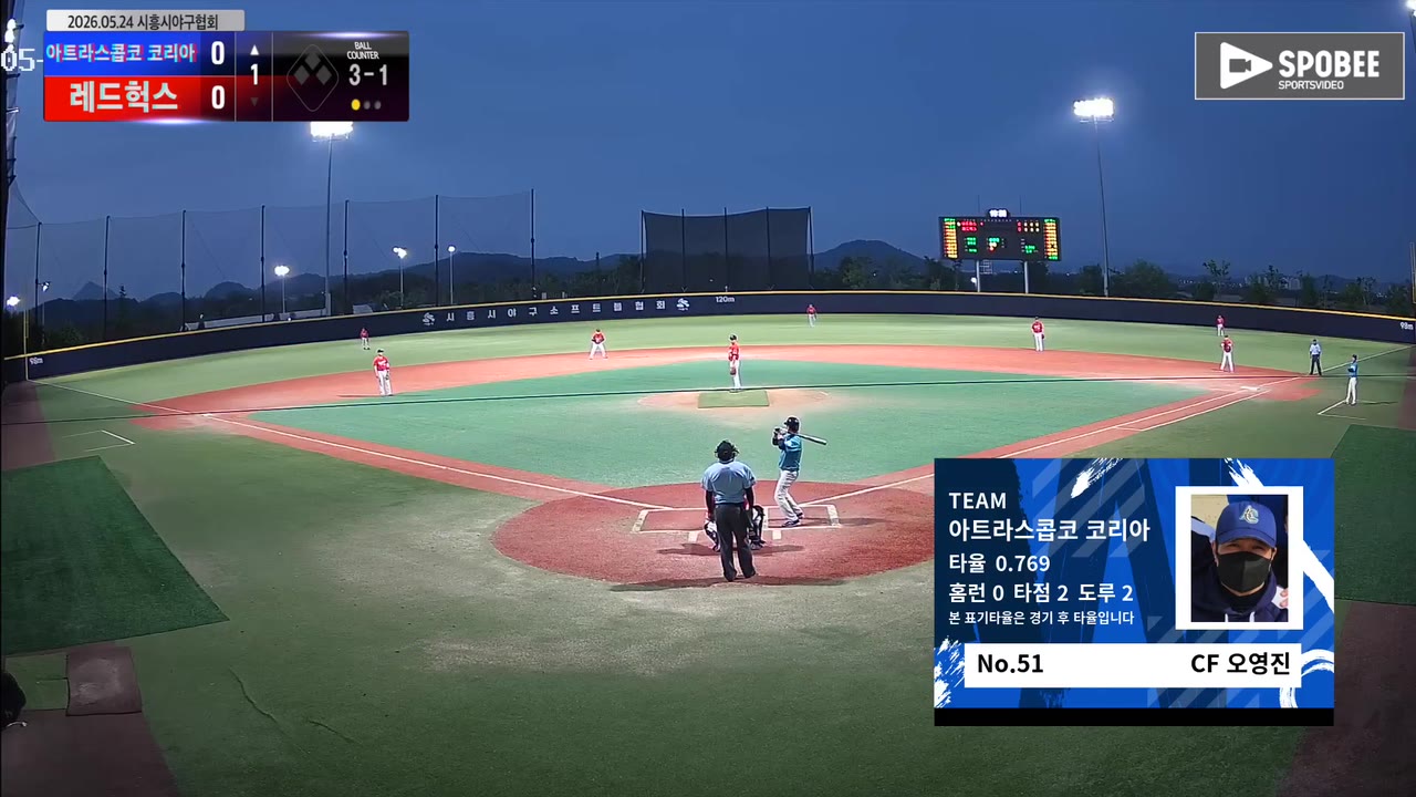 오영진(51번, 아트라스콥코 코리아) 볼넷 클립 | vs 레드헉스 | 5/24 (에코피아야구장)