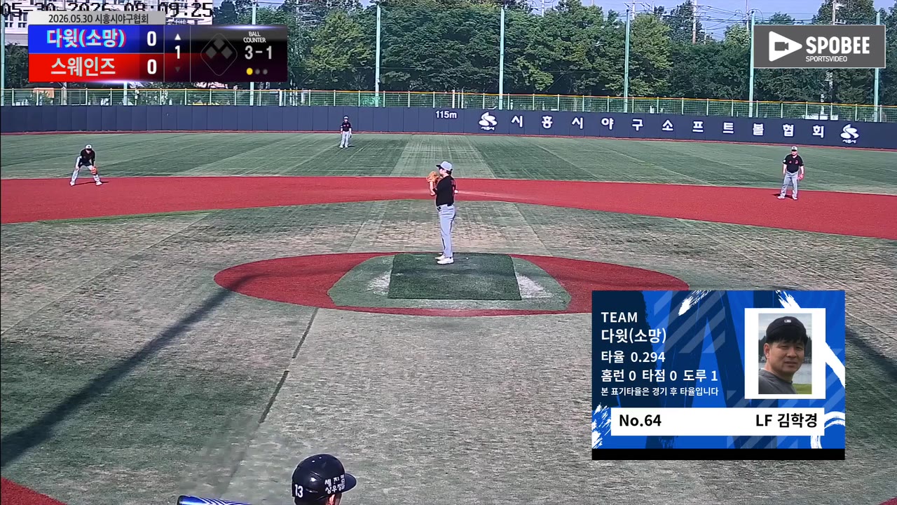 김학경(64번, 다윗(소망)) 볼넷 클립 | vs 스웨인즈 | 5/30 (소망야구장)