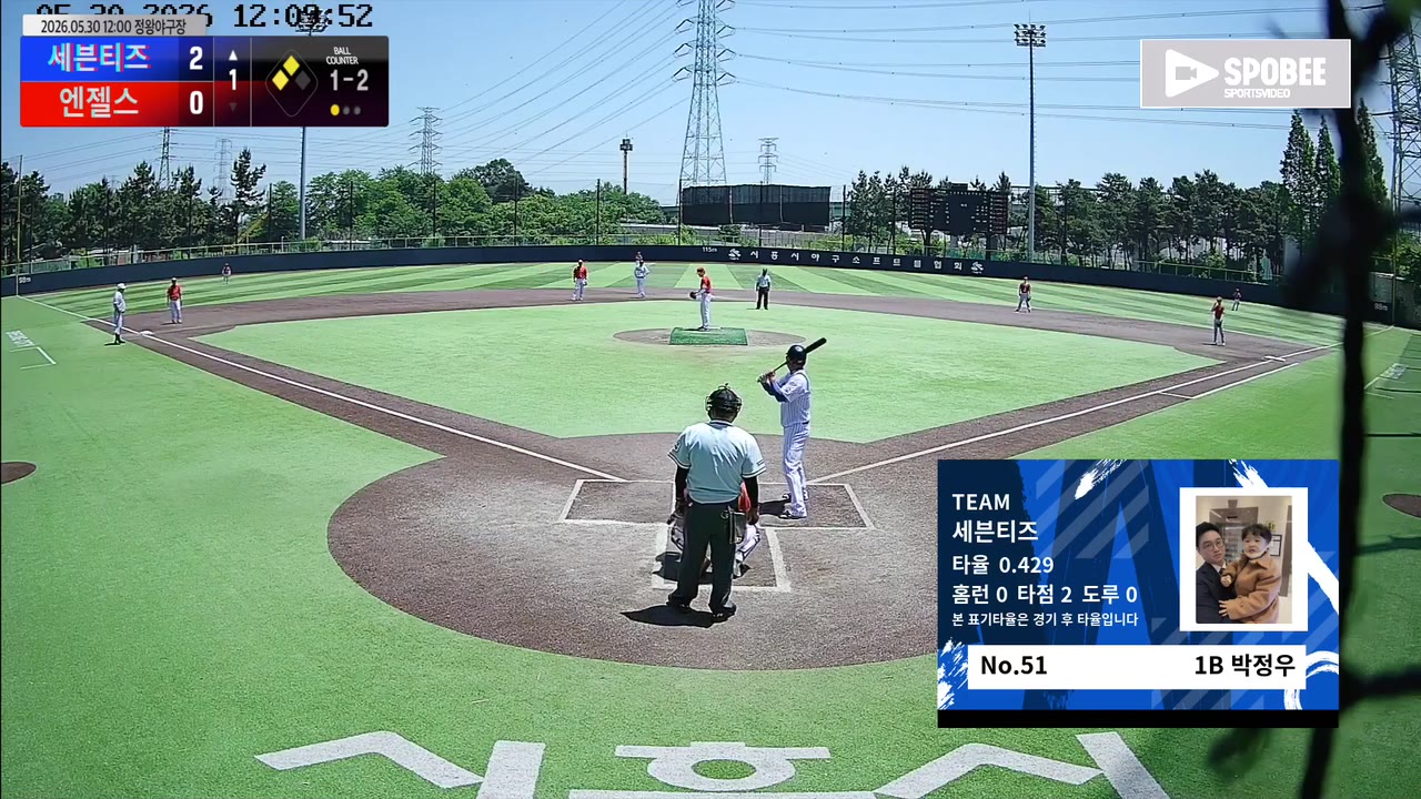 박정우(51번, 세븐티즈) 3루타 클립 | vs 엔젤스 | 5/30 (정왕야구장)