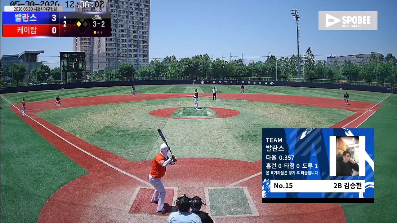 김승현(15번, 발란스) 볼넷 클립 | vs 케이탑 | 5/30 (소망야구장)