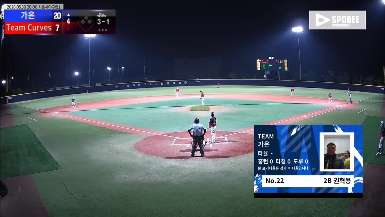 권혁용(22번, 가온) 볼넷 클립 | vs Team Curves | 5/30 (에코피아야구장)