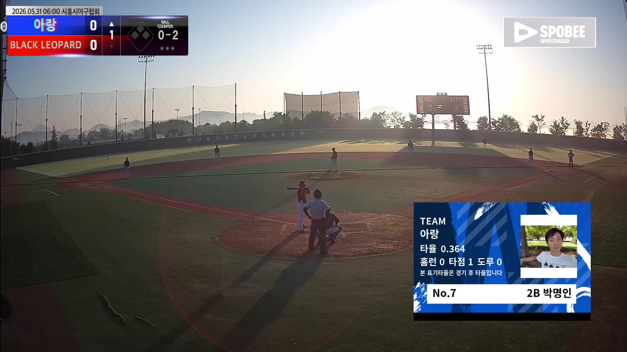 박명인(7번, 아랑) 볼넷 클립 | vs BLACK LEOPARD | 5/31 (에코피아야구장)