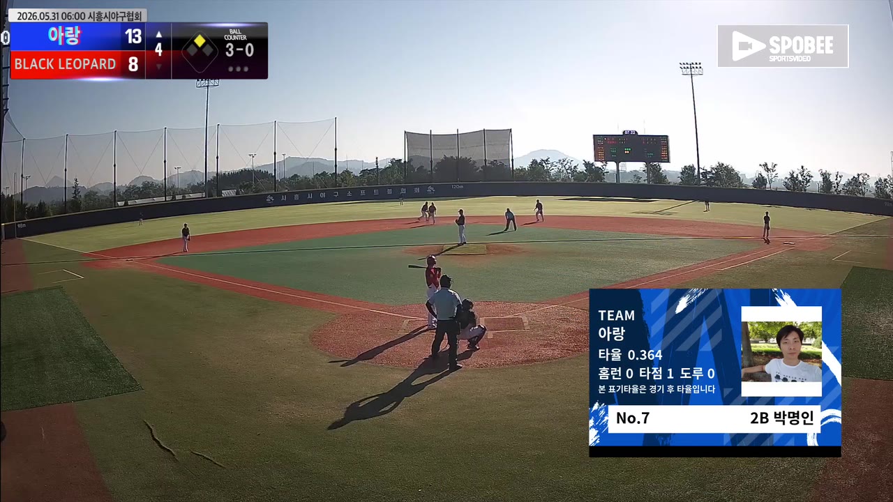 박명인(7번, 아랑) 볼넷 클립 | vs BLACK LEOPARD | 5/31 (에코피아야구장)