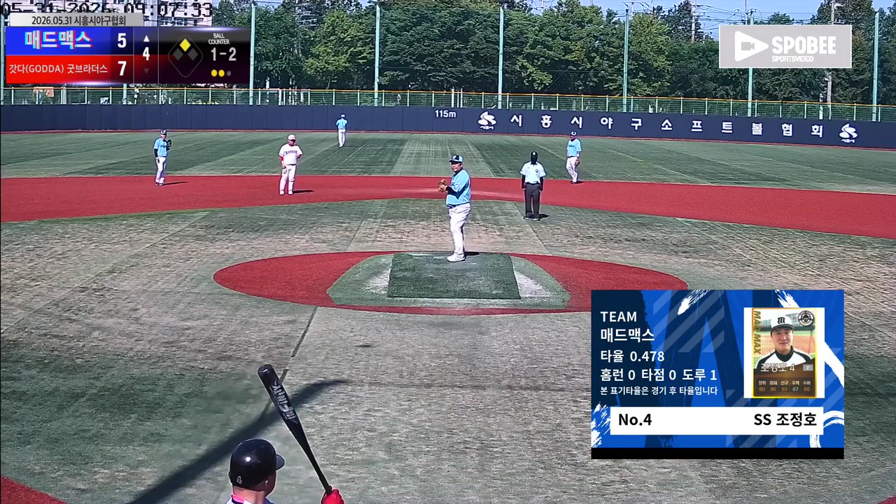 조정호(4번, 매드맥스) 1루타 클립 | vs 갓다(GODDA)/굿브라더스 | 5/31 (소망야구장)