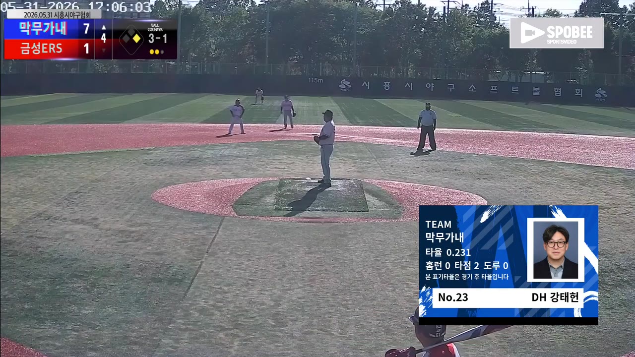 강태헌(23번, 막무가내) 볼넷 클립 | vs 금성ERS | 5/31 (소망야구장)