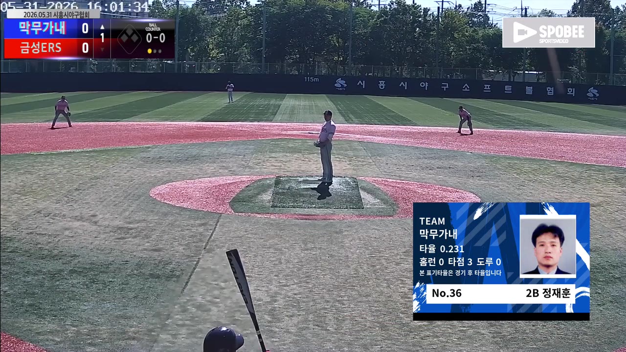 정재훈(36번, 막무가내) 사구 클립 | vs 금성ERS | 5/31 (소망야구장)