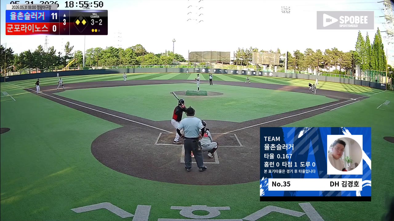 김경호(35번, 율촌슬러거) 볼넷 클립 | vs 군포라이노스 | 5/31 (정왕야구장)