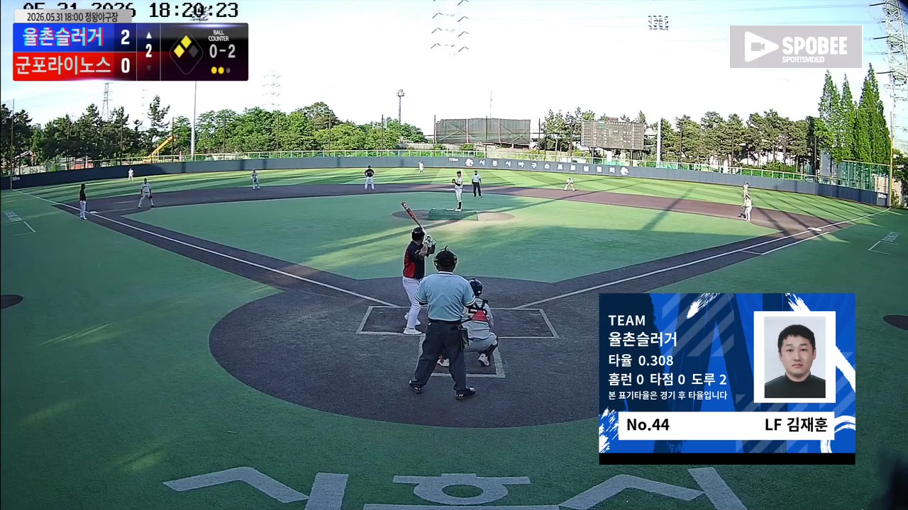 김재훈(44번, 율촌슬러거) 1루타 클립 | vs 군포라이노스 | 5/31 (정왕야구장)