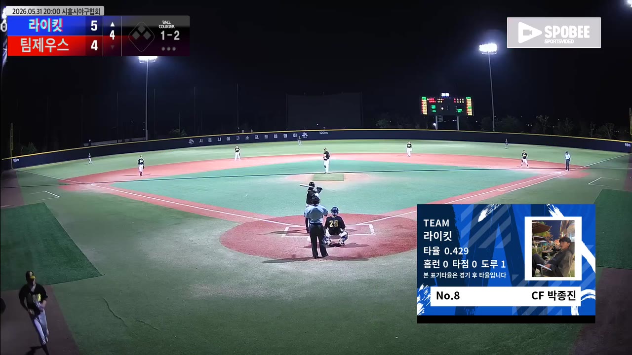 박종진(8번, 라이킷) 1루타 클립 | vs 팀제우스 | 5/31 (에코피아야구장)