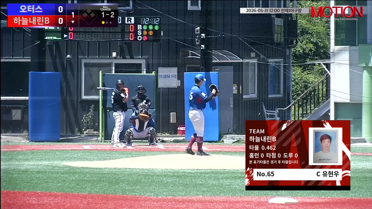 유현우(65번, 하늘내린B) 볼넷 클립 | vs 오터스 | 5/31 (인제1야구장)