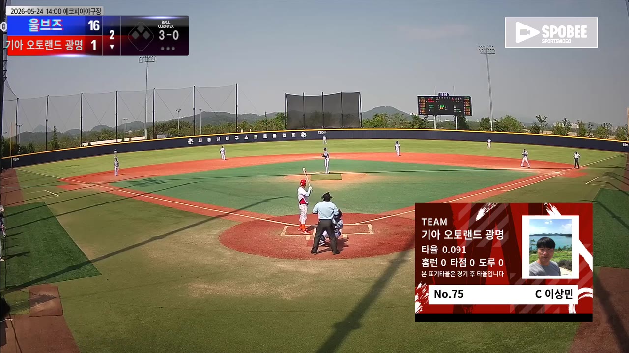 이상민(75번, 기아 오토랜드 광명) 볼넷 클립 | vs 울브즈 | 5/24 (에코피아야구장)