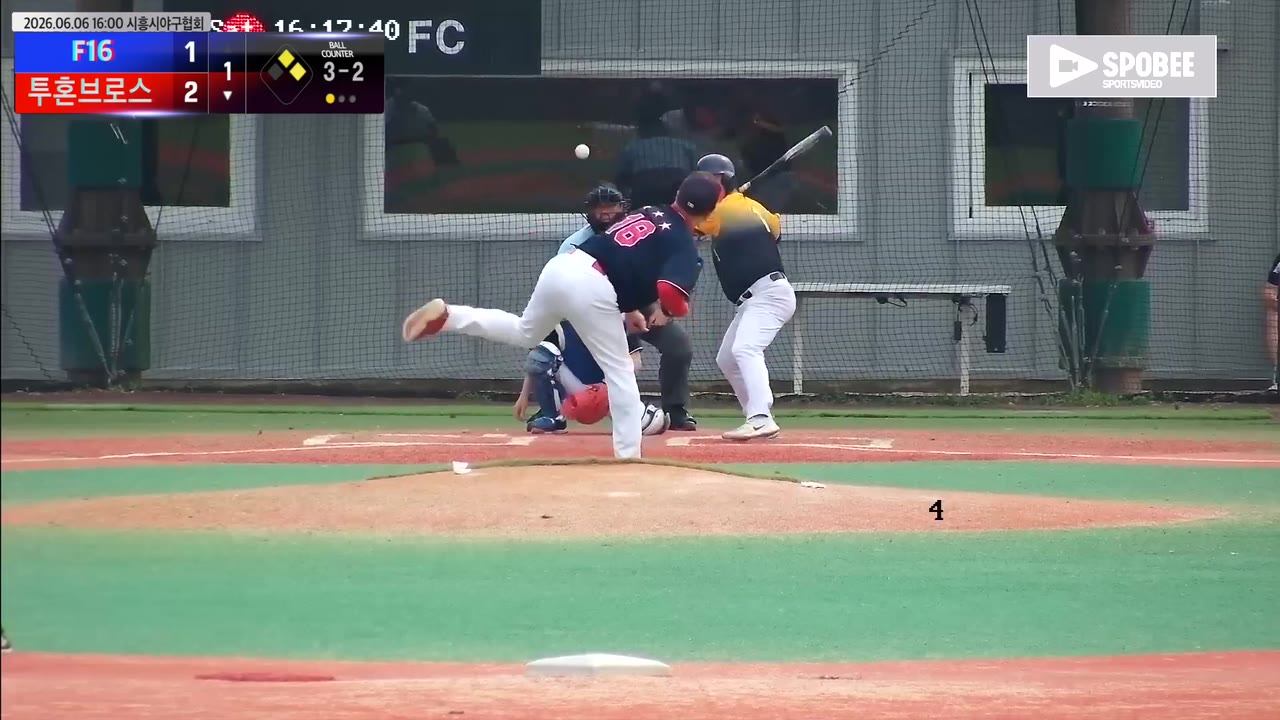 김경호(1번, 투혼브로스) 1루타 클립 | vs F16 | 6/6 (에코피아야구장)