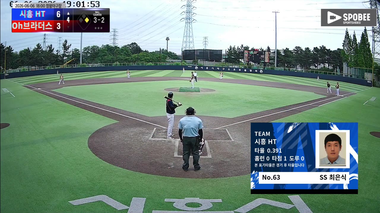 최은식(63번, 시흥 HT) 1루타 클립 | vs Oh브라더스 | 6/6 (정왕야구장)