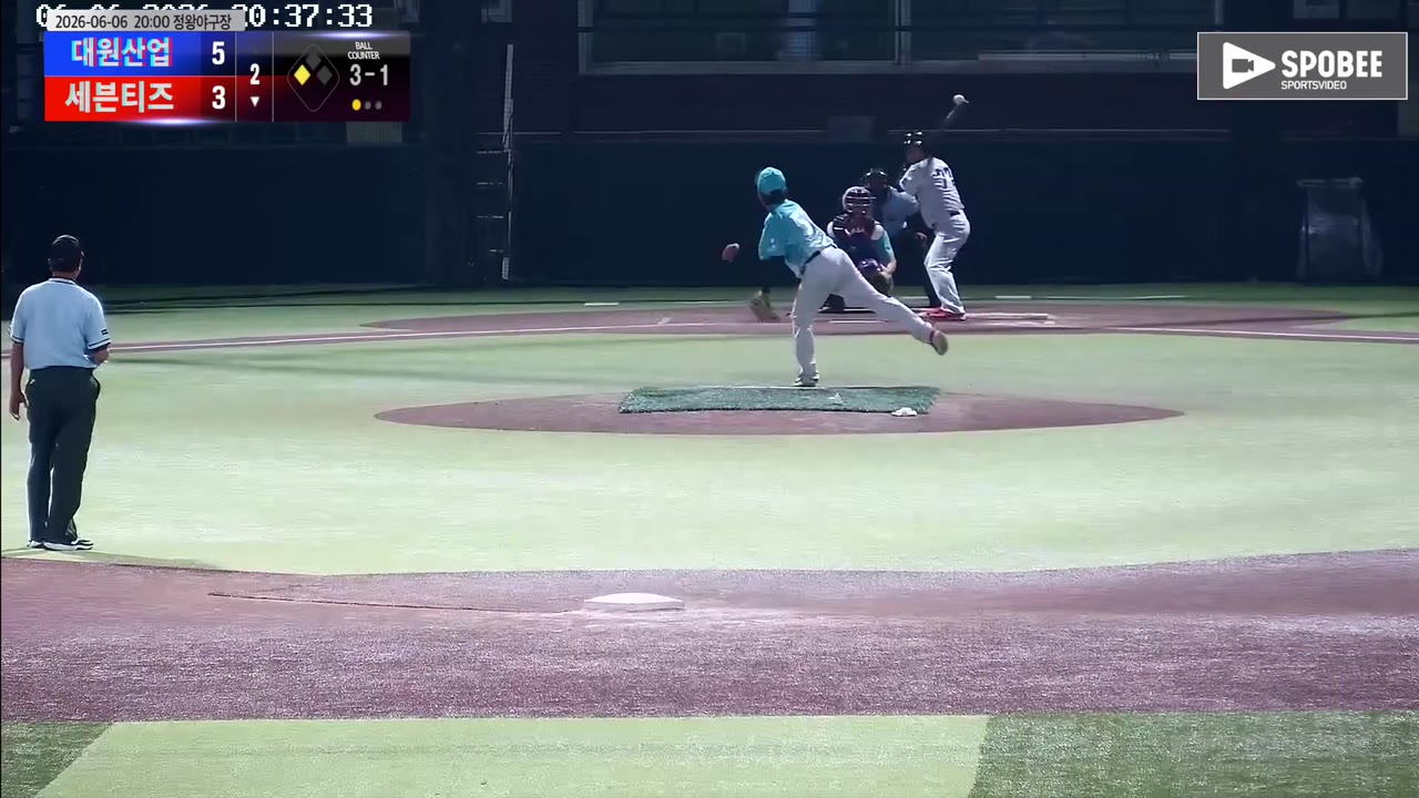 김준영(77번, 세븐티즈) 볼넷 클립 | vs 대원산업 | 6/6 (정왕야구장)
