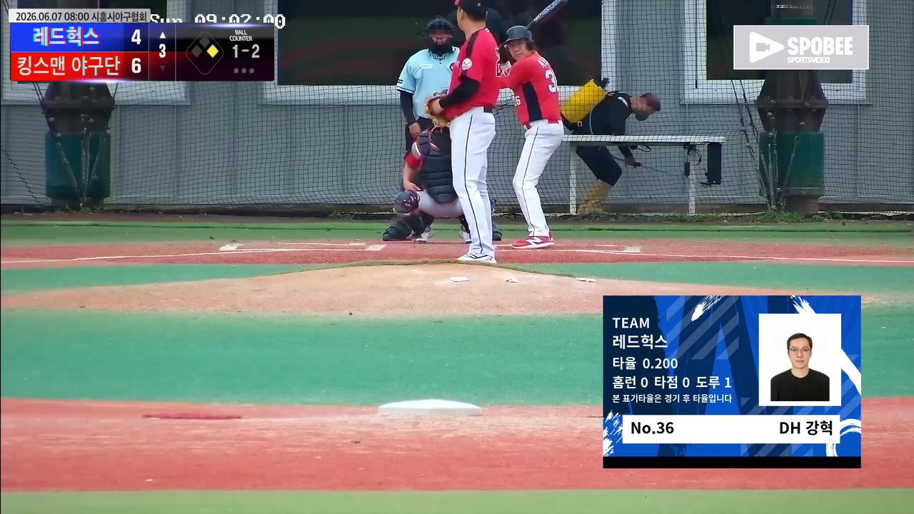 강혁(36번, 레드헉스) 실책 클립 | vs 킹스맨 야구단 | 6/7 (에코피아야구장)