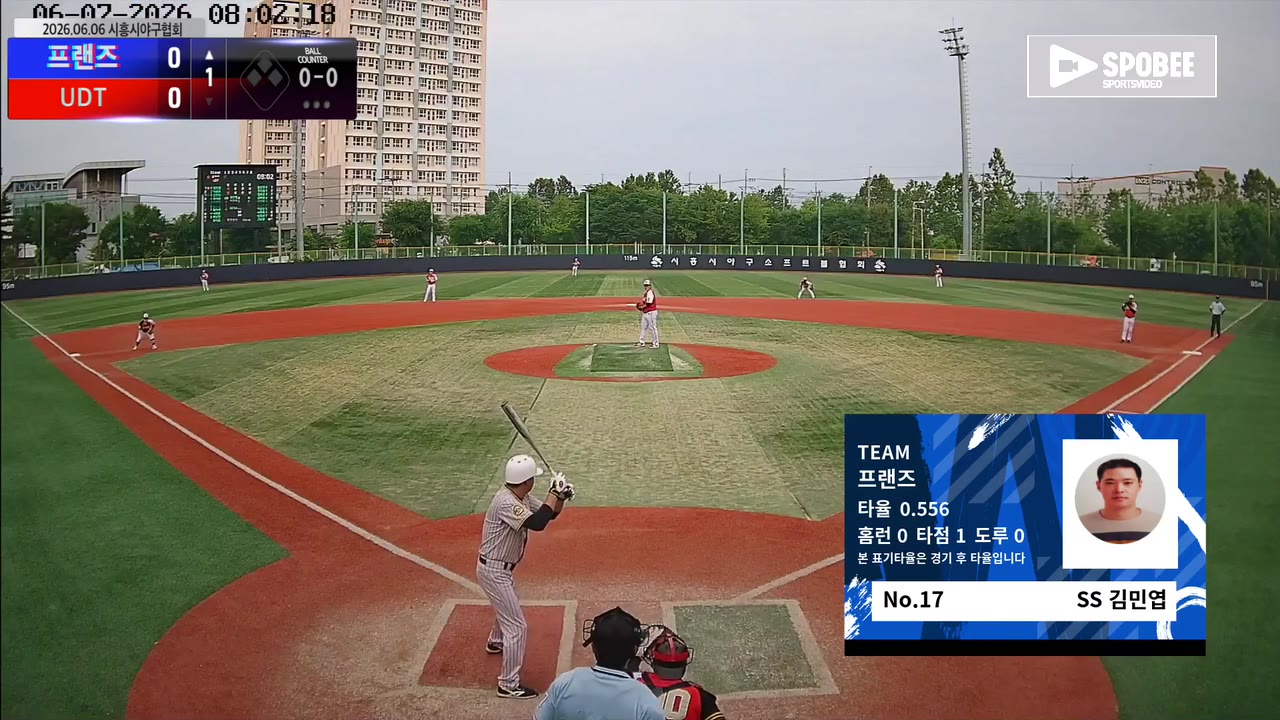 김민엽(17번, 프랜즈) 1루타 클립 | vs UDT | 6/7 (소망야구장)